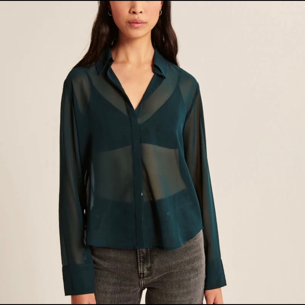Abercrombie & Fitch long sleeve sheer button up